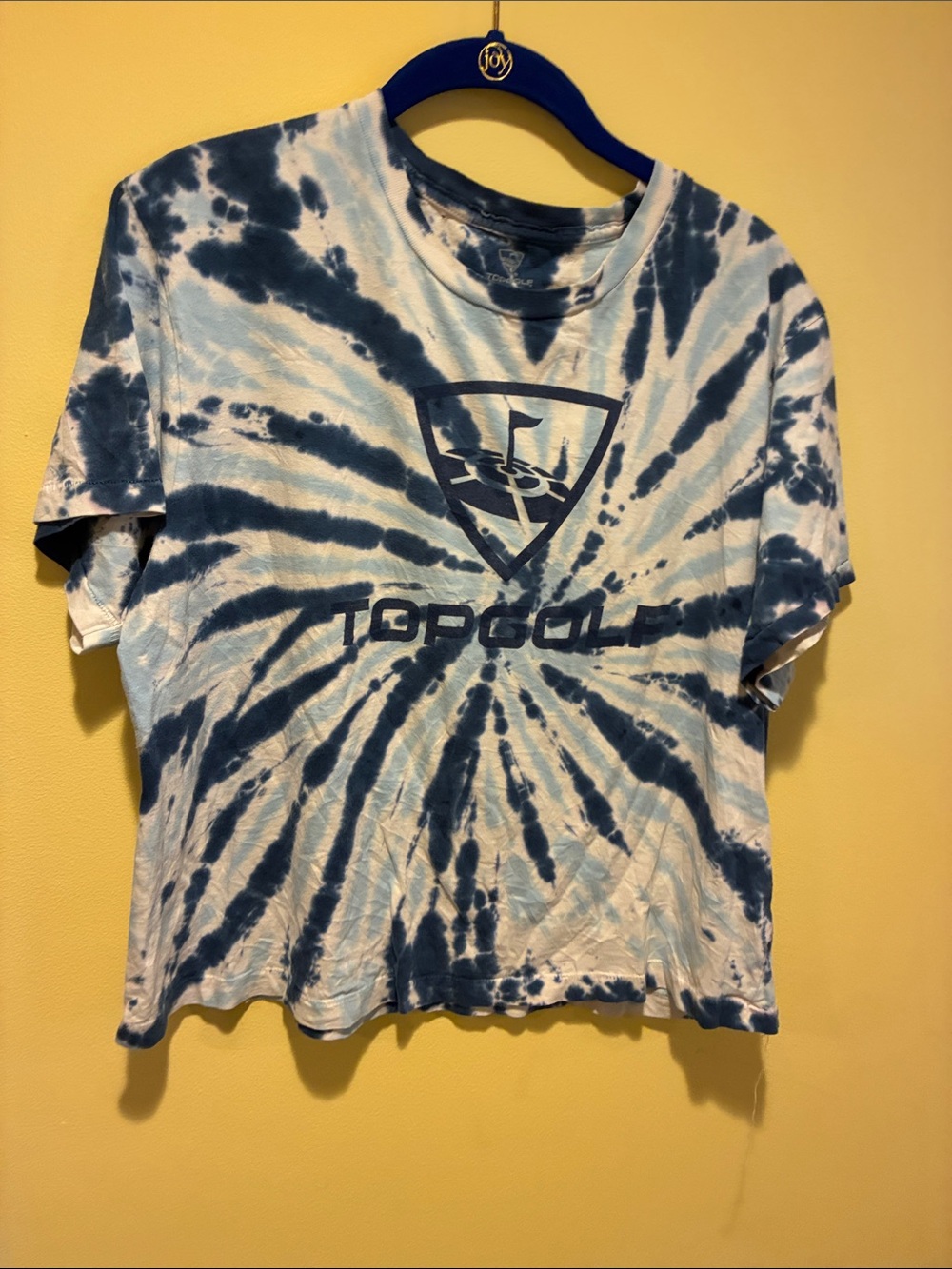 Top Golf Boho Hippie Tie-Dye Short Sleeve Tee in Blue and White Sz M